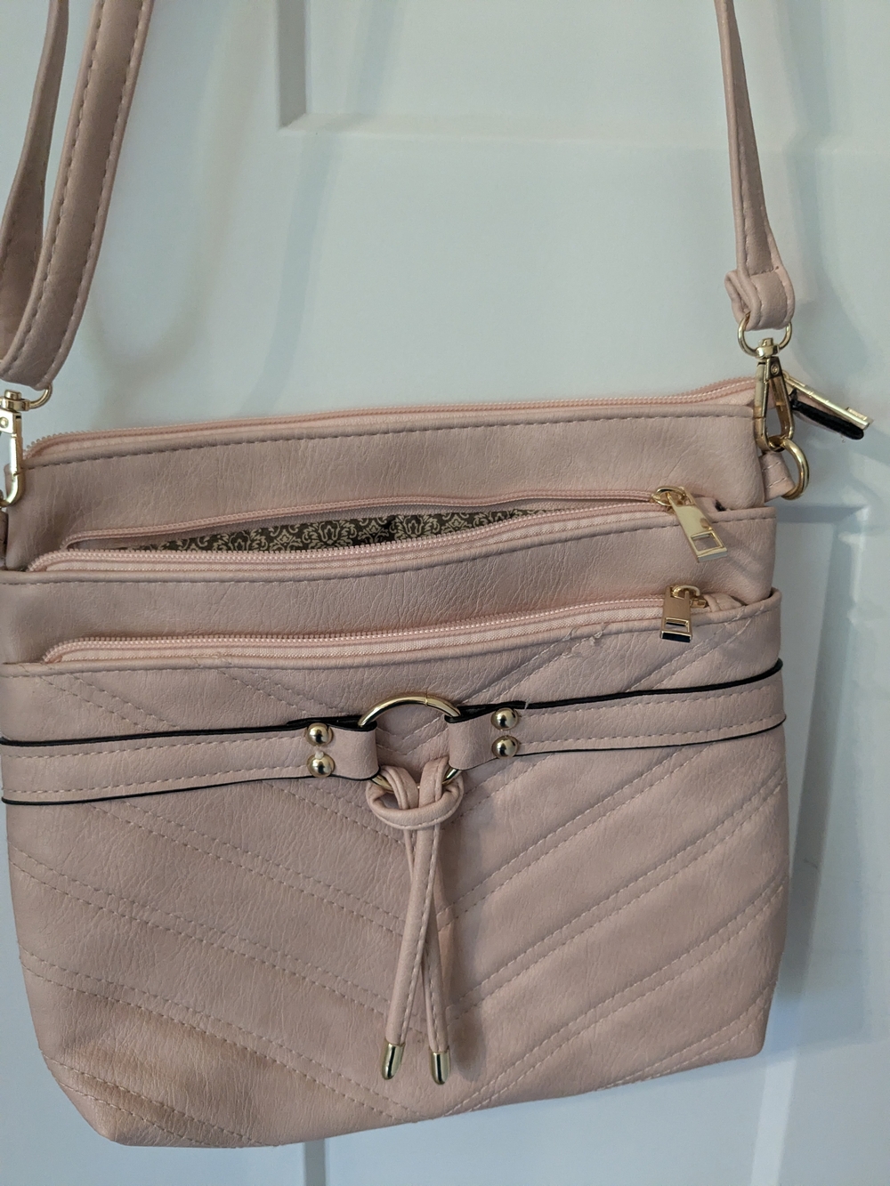 Women's Blush Crossbody Bag with Gold Hardware
